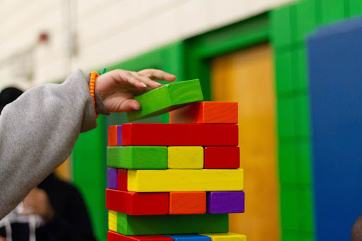 child playing with legos